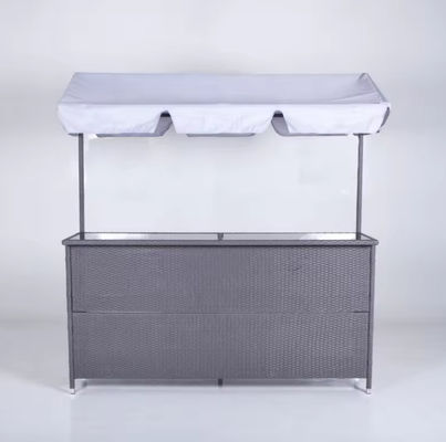 Rattan Effect Night Club Bar Counter Tiki Outdoor Rattan Bar Furniture With Roof Garden Rattan Table Bar Table Canopy