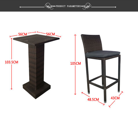 Classic outdoor bar balcony table and chair combination garden rain-proof rattan leisure bistro high table and bar stool