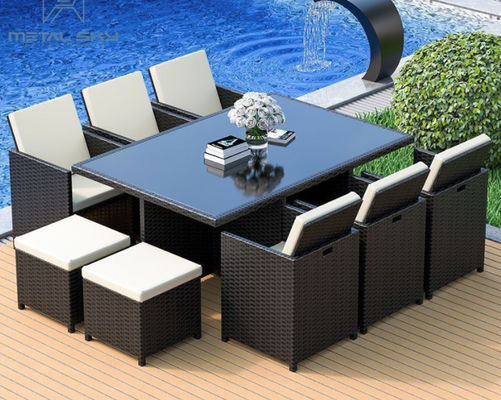 CE BSCI Wicker Dining Desk Outdoor Garden Patio Cubic Table Set Commercial