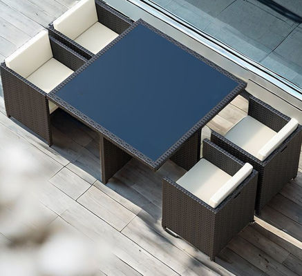 CE BSCI Wicker Dining Desk Outdoor Garden Patio Cubic Table Set Commercial