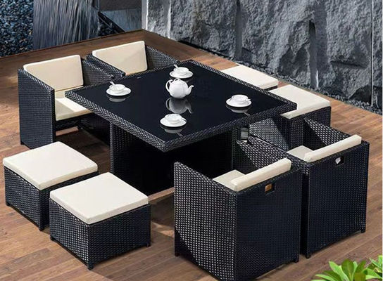 CE BSCI Wicker Dining Desk Outdoor Garden Patio Cubic Table Set Commercial