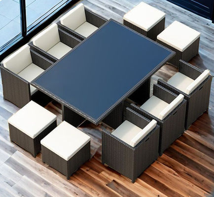 CE BSCI Wicker Dining Desk Outdoor Garden Patio Cubic Table Set Commercial