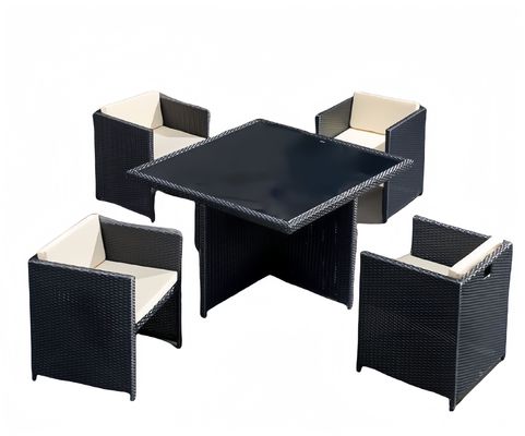 CE BSCI Wicker Dining Desk Outdoor Garden Patio Cubic Table Set Commercial