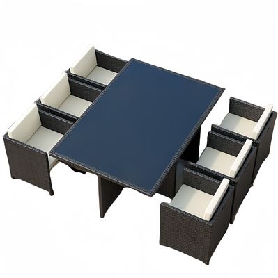 CE BSCI Wicker Dining Desk Outdoor Garden Patio Cubic Table Set Commercial