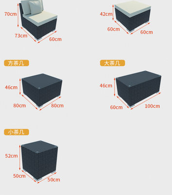 Luxury Modern Patio Garden Furniture Black Rattan Outdoor Sofa Coffee Table Set Steel Rattan Chair Outdoor Furniture