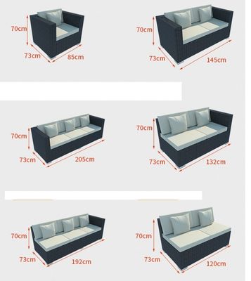 Luxury Modern Patio Garden Furniture Black Rattan Outdoor Sofa Coffee Table Set Steel Rattan Chair Outdoor Furniture