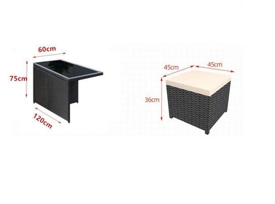 Luxury Modern Patio Garden Furniture Black Rattan Outdoor Sofa Coffee Table Set Steel Rattan Chair Outdoor Furniture
