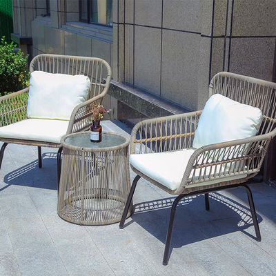 Garden Table Chairs Rattan Set Patio Dining Chair Rope Woven Beach Chair Wood
