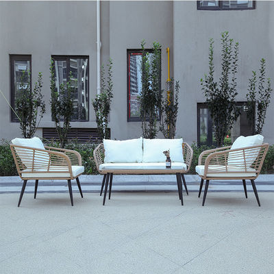 Bistro All Weather Wicker Patio Dining Set 4 Pieces Modern Garden Wicker Sofa