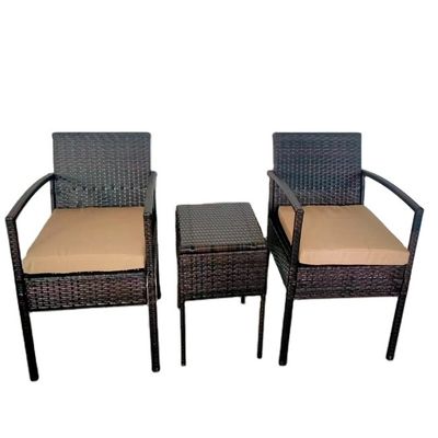 Outdoor Patio Wicker Dining Set Table Chairs Tempered Glass Tabletop Porch