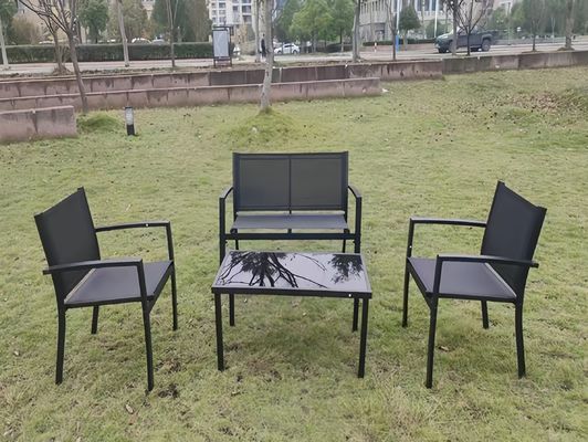 4 PCS Bistro Table And Chairs Rattan Outdoor Casual Chairs Side Table Balcony