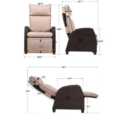Outdoor Adjustable Patio Garden Furniture Loungers Chaise Lounge Rattan daybed Chair Leisuresofa Set