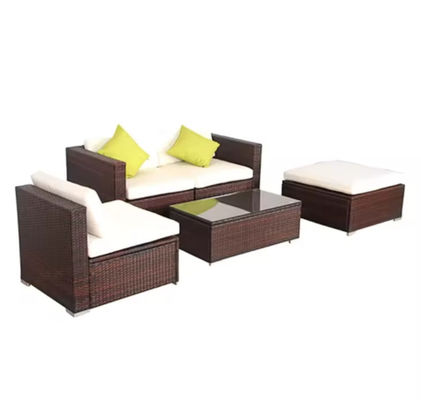 Indoor/Outdoor Furniture Sets Rattan All-Weather Washable Cushions with Coffee Table Rattan Sectional Sofa