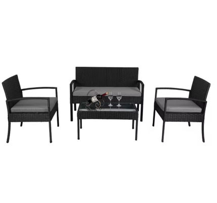 4 Or 6 Pieces Rattan Furniture Sets Outdoor Table And Chair ottoman stool Set Balcony Furniture Sets