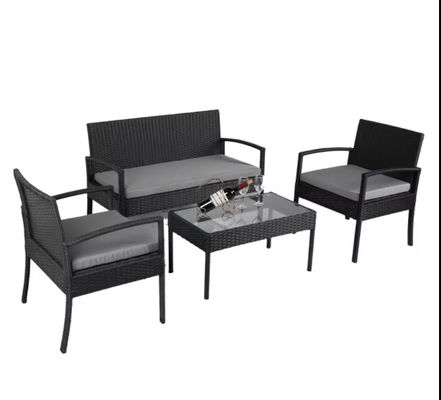 4 Or 6 Pieces Rattan Furniture Sets Outdoor Table And Chair ottoman stool Set Balcony Furniture Sets