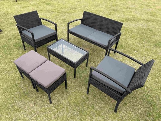 4 Or 6 Pieces Rattan Furniture Sets Outdoor Table And Chair ottoman stool Set Balcony Furniture Sets