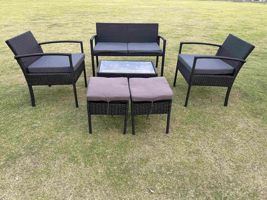 4 Or 6 Pieces Rattan Furniture Sets Outdoor Table And Chair ottoman stool Set Balcony Furniture Sets