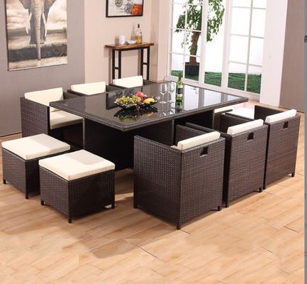10 Seater Rattan Dining Table Set Wicker Dining Coffee Stack Table Round Sofa
