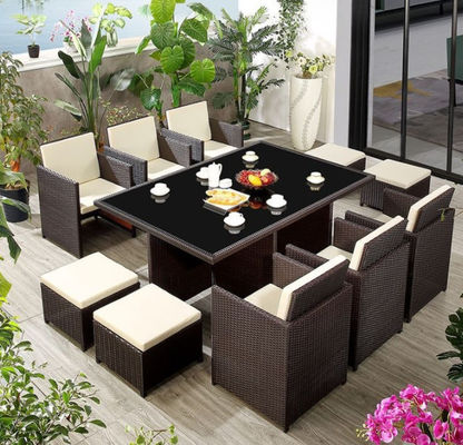 10 Seater Rattan Dining Table Set Wicker Dining Coffee Stack Table Round Sofa