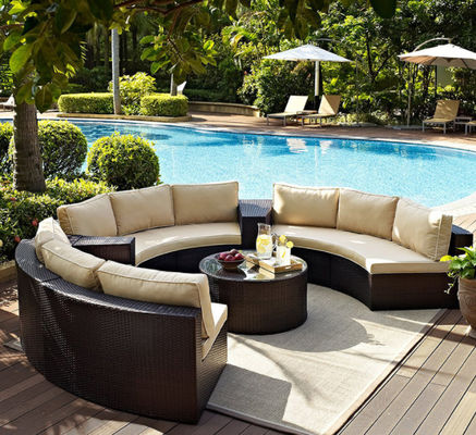 Outdoor Leisure Courtyard Villa Garden Outdoor Arc-Shaped Combination Of Aluminum Alloy Waterproof And Sunscreen Rattan