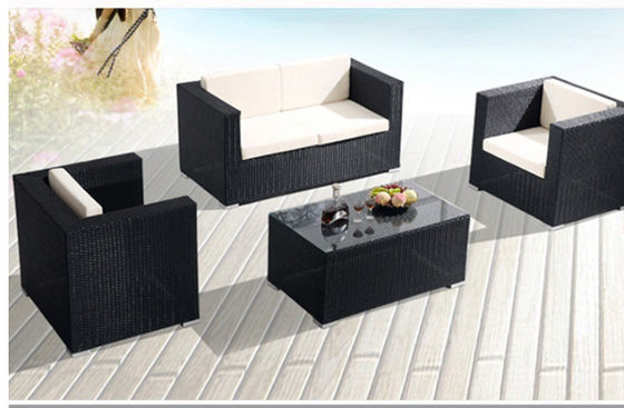 Outdoor 4pcs Garden Furniture Set Patio Garden Sofa Rattan Woven Corner Sofa With Table And Chair