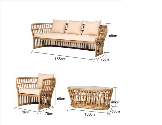 Large Rattan Casual Dining Set Villa Patio Garden Courtyard Hand Woven Couch Home