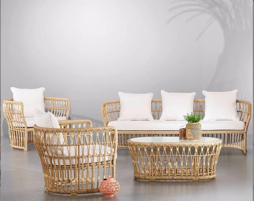 Large Rattan Casual Dining Set Villa Patio Garden Courtyard Hand Woven Couch Home