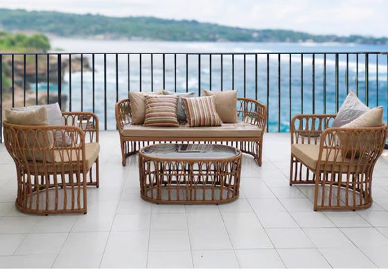 Large Rattan Casual Dining Set Villa Patio Garden Courtyard Hand Woven Couch Home