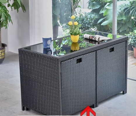 5 Piece Pe Rattan Furniture Dining Tables And Chairs Aluminum Waterproof Outside Patio Lounge Outdoor