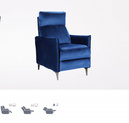 Vintage Blue Velvet Pull Out Bed Sofas Recliner Single Sofa Living Room Office