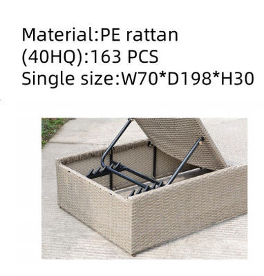 Rattan Beach Lounge Chair Sun Lounger Bed PE Rattan Garden Outdoor Swimming