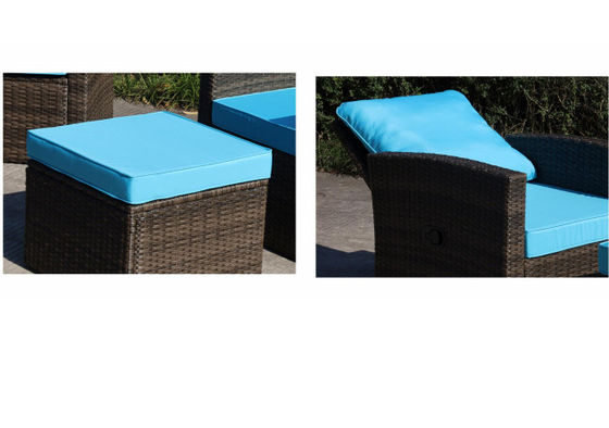 2 Seater Patio Rattan Sofa Set Wicker Sectional Sofa Storage Coffee Table