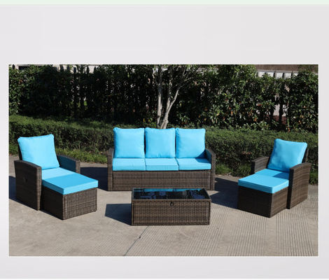 2 Seater Patio Rattan Sofa Set Wicker Sectional Sofa Storage Coffee Table