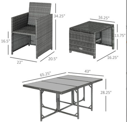 Rattan Wicker Dining Table Furniture Set Metal Lounge Lounger Ottoman Footrest Sofa 11pcs