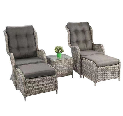 2 Seater Rattan Balcony Sofa 2 Chairs 2 Footrest 1 Table Pe Wicker Bistro Set