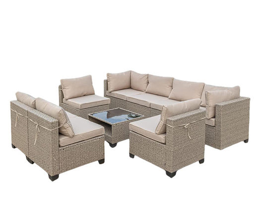 Rattan Corner Sofa Patio Set Modern Luxury Cut Aluminum Frame Hotel Villa Home