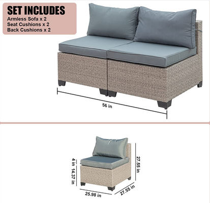 Rattan Corner Sofa Patio Set Modern Luxury Cut Aluminum Frame Hotel Villa Home