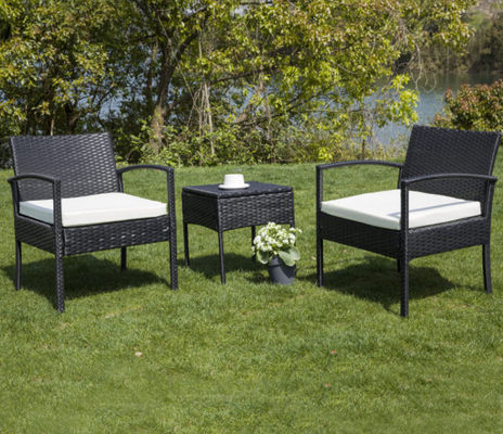 Patio Outdoor Dining Table Rattan Table Tempered Glass Tabletop Porch Conversation