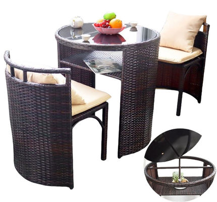 Patio Rattan Dining Table Set  Luxury Garden Restaurant Chair Furniture