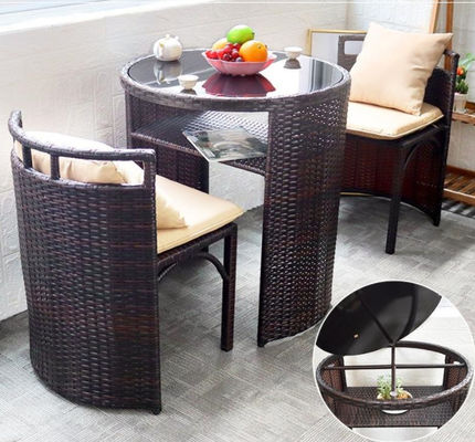 Patio Rattan Dining Table Set  Luxury Garden Restaurant Chair Furniture