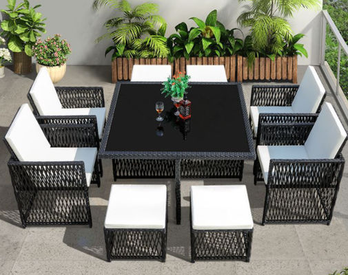 Patio Table And Chair Square Rattan Dining Set Wicker Garden Restaurant Rattan