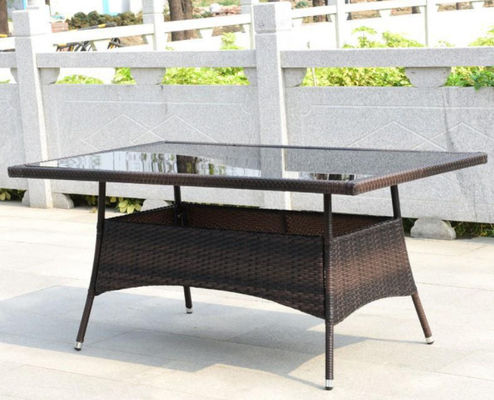 6 Seater Wicker Rattan Coffee Dining Table Villa Hotel Handmade Rattan Tabletop
