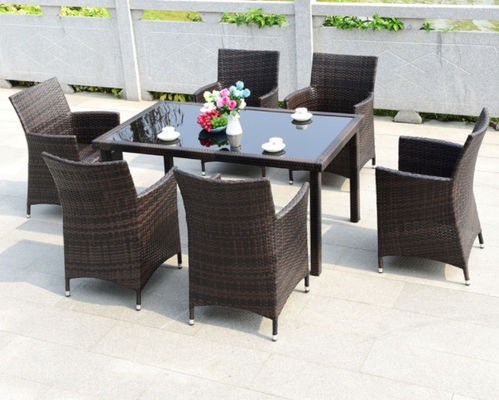6 Seater Wicker Rattan Coffee Dining Table Villa Hotel Handmade Rattan Tabletop