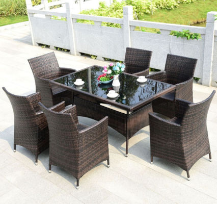 6 Seater Wicker Rattan Coffee Dining Table Villa Hotel Handmade Rattan Tabletop