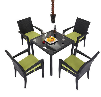 Black Wicker Patio Dining Table Garden Restaurant Dinning Table Set