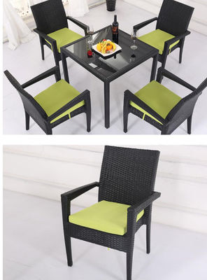 Black Wicker Patio Dining Table Garden Restaurant Dinning Table Set