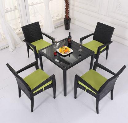 Black Wicker Patio Dining Table Garden Restaurant Dinning Table Set