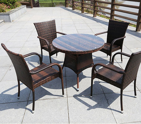 4 Seater Rattan Round Dining Table And Chair Set Outdoor Furniture Rattan Dining Table Set