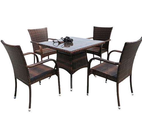Grey Square Outdoor Wicker Dining Table Rattan Chair Outdoor Furniture Rattan