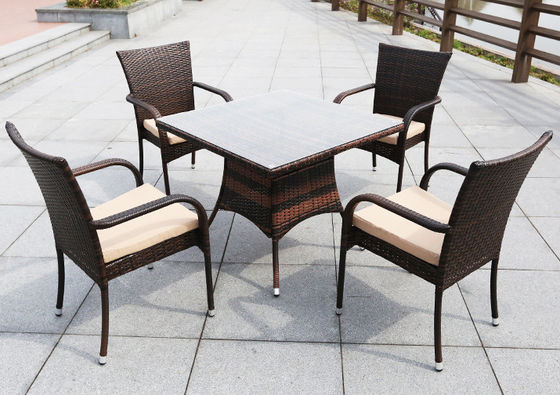 Grey Square Outdoor Wicker Dining Table Rattan Chair Outdoor Furniture Rattan